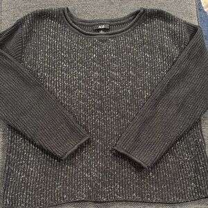 AGB Metallic Ribbed Crewneck Sweater